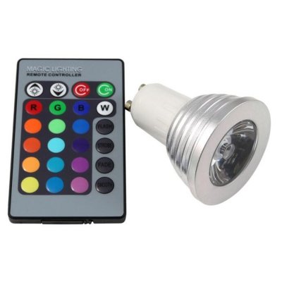 M1-GU10RGB - Gu10 Led - - Lampadina LED attacco GU10 3W RGB Cambia Colore  Telecomando incluso M1-GU10RGB